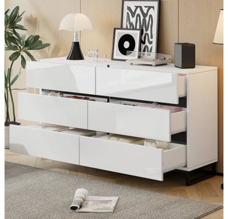 XDeer Sideboard Sideboard, Wohnzimmerschrank mit 6 Schubladen,Hochglanz-, Kommode,mit 3 Metallbeinen,Beistellschrank 140*39,5*78,5cm XDeer Sideboard Sideboard, Wohnzimmerschrank mit 6 Schubladen,Hochglanz-, Kommode,mit 3 Metallbeinen,Beistellschrank 140*39,5*78,5cm von XDeer