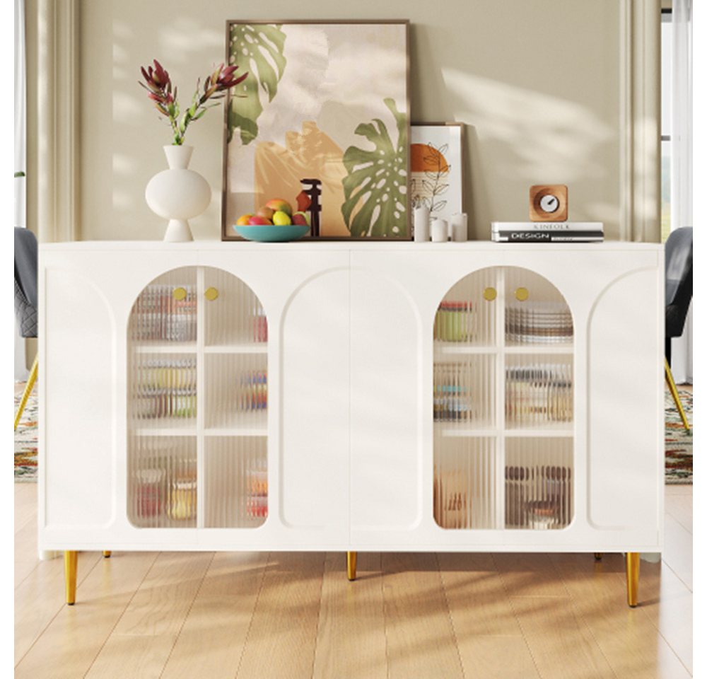 XDeer Sideboard Sideboard,Glastür-Design, Küchenschrank viel Stauraum,für, Esszimmer,Wohnzimmer oder Küche (140 x 40 x 85 cm) von XDeer