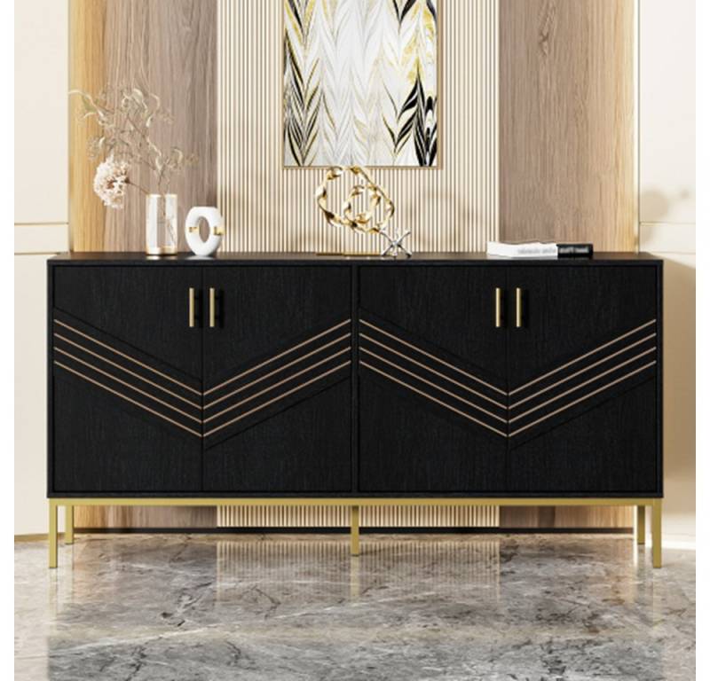 XDeer Sideboard Sideboard mit 4 Türen, Kommode Stilvolles Design mit Metallbeinen, höhenverstellbare Regale für Wohnzimmer, Esszimmer & Flur von XDeer