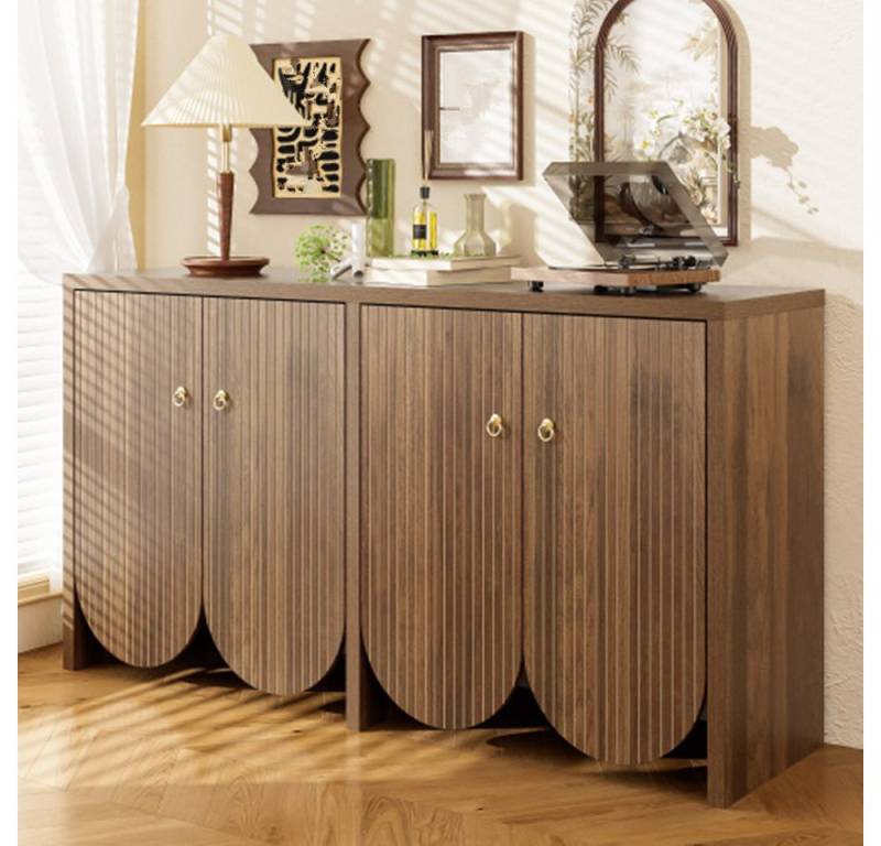 XDeer Sideboard Sideboard mit 4 Türen, Kommode mit verstellbaren Einlegeböden, Vielseitiger Aufbewahrungsschrank für Wohnzimmer,147×40×80 cm von XDeer