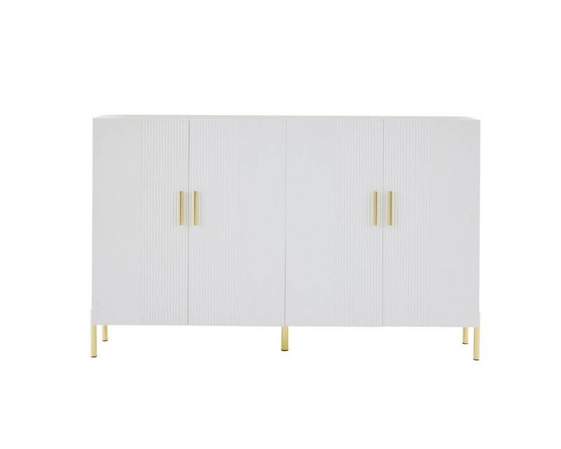 XDeer Sideboard Sideboard mit 4 offene und geschlossene Türen Kommode, Multifunktionales Schuhschrank 160*35*100cm Weiß von XDeer