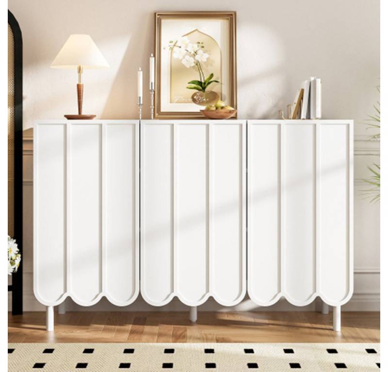 XDeer Sideboard Sideboard mit Wellentüren grifflos,Kommode verstellbare, Regale Stauraum für Wohnzimmer, Flur & Esszimmer 120x35x80 cm von XDeer