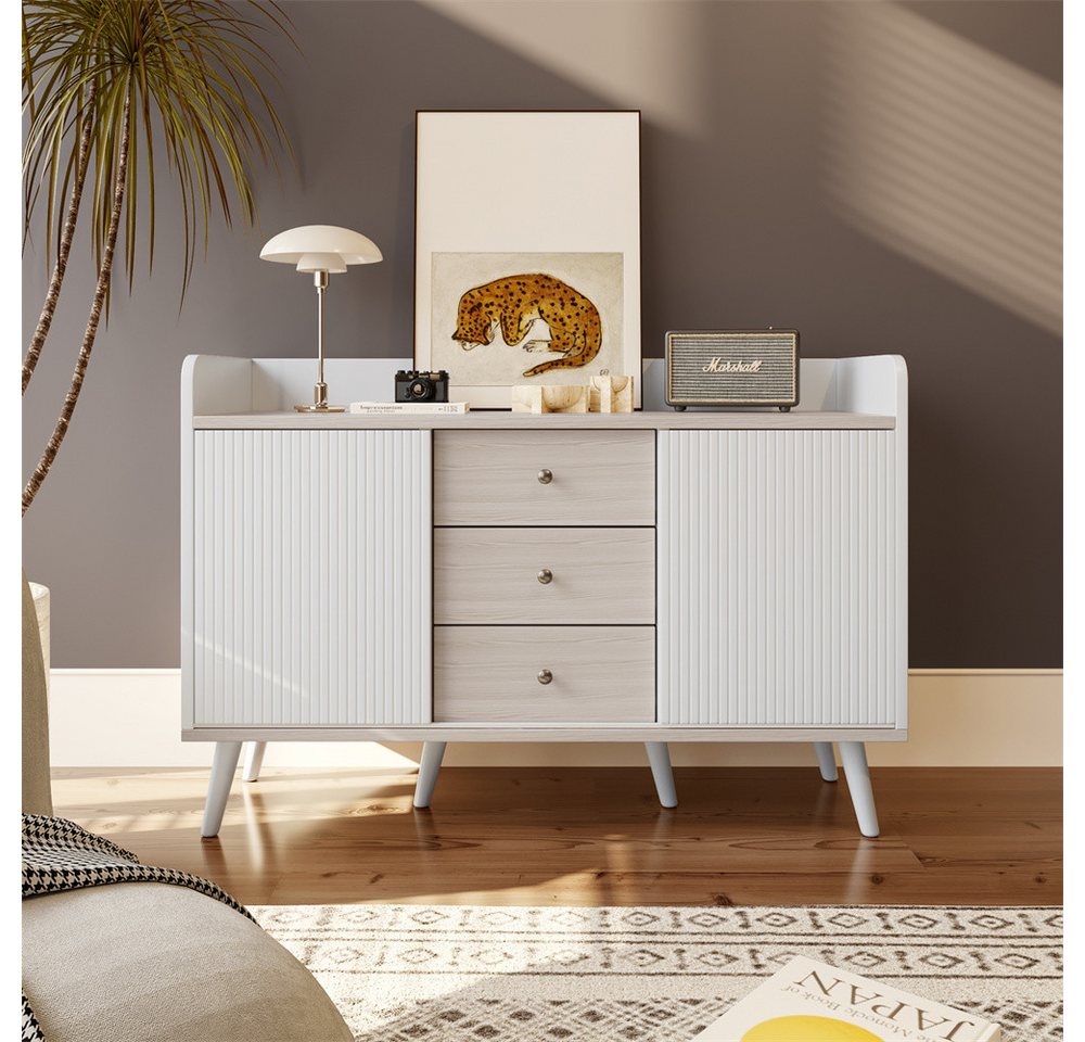 XDeer Sideboard Sideboard mit drei Schubladen,exquisite Maserung Sideboard, für Schlafzimmer und Wohnzimmer, Moderne Holzfarbe-Sideboard von XDeer