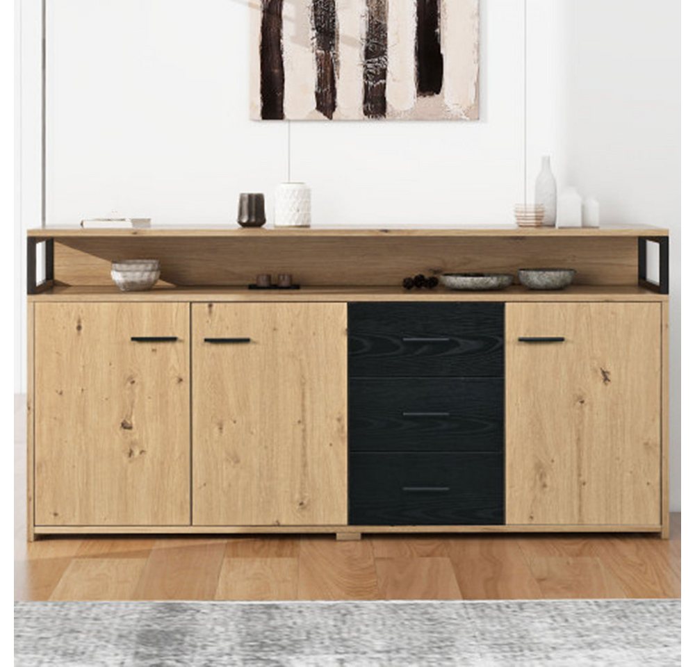 XDeer Sideboard Sideboard mit drei Schubladen Kommode Küchenschrank, Mehrzweckschrank, Aufbewahrungsschrank Highboard XDeer Sideboard Sideboard mit drei Schubladen Kommode Küchenschrank, Mehrzweckschrank, Aufbewahrungsschrank Highboard von XDeer