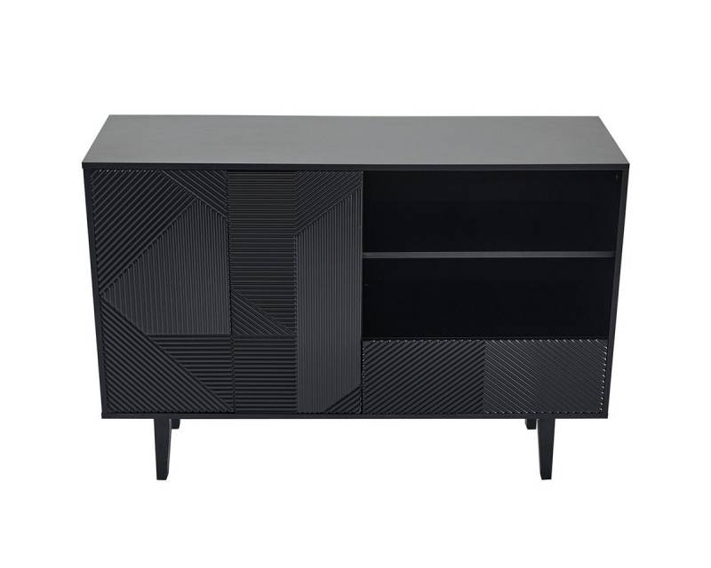 XDeer Sideboard Sideboard mit mattschwarzen Streifen 2 zu öffnenden Türen und, 1 Schublade Aufbewahrungsschrank für Eingangsbereich von XDeer