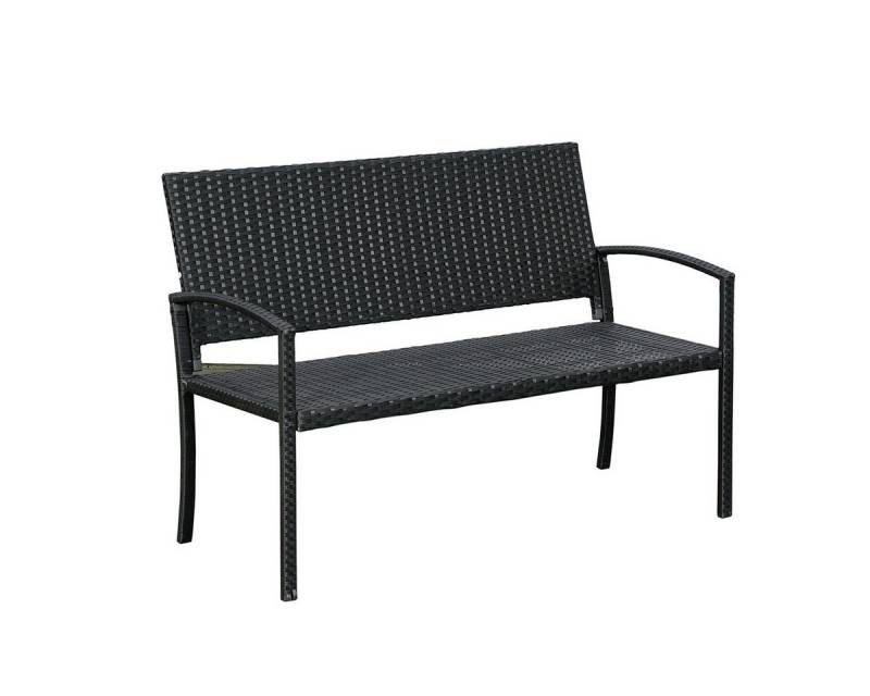 XDeer Sitzbank Gartenbank in Rattanoptik mit Stahlgestell und Geflecht, Sitzbank Parkbank für 2 Personen 122 x 60 x 85cm Schwarz von XDeer