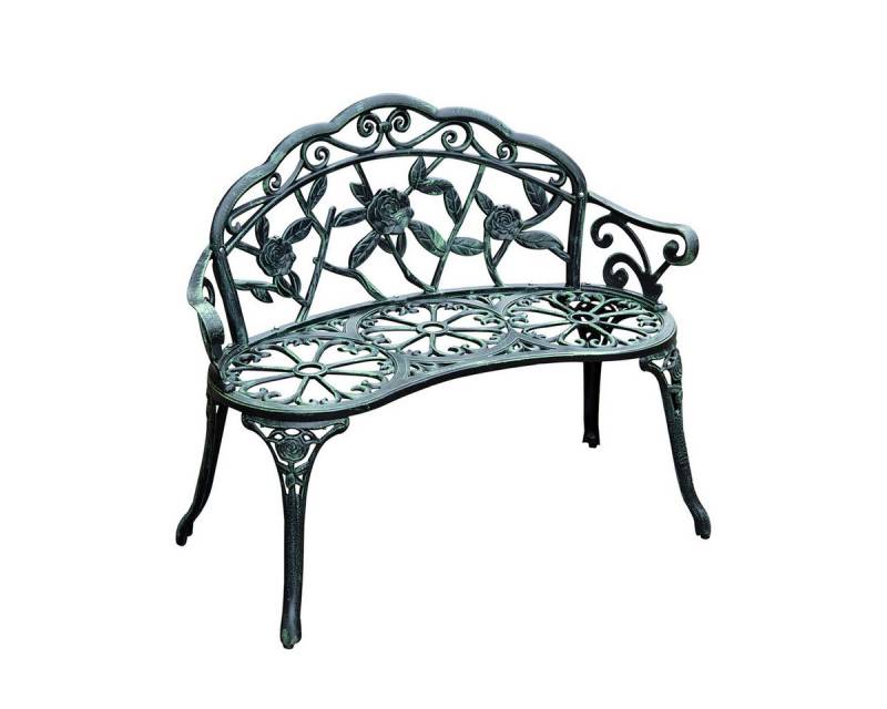 XDeer Sitzbank Gartenbank mit Rückenlehne Metall Sitzbank Parkbank Gartenmöbel, 240kg belastbar 100 x 54 x 78 cm Antik Grün von XDeer