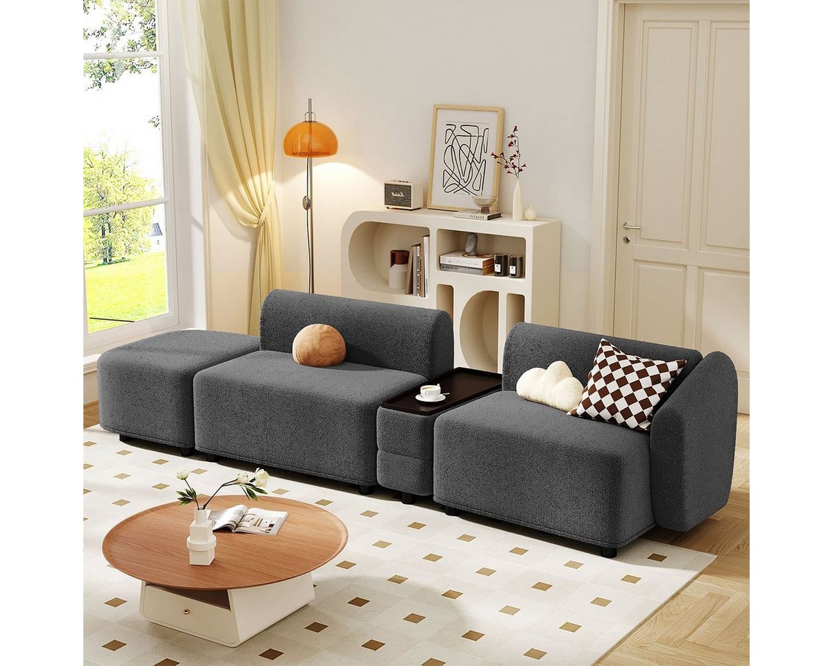 XDeer Sofa Modernes Design Dreisitzer-Sofa Polstermöbel Wohnzimmersofa, mit Couchtisch-Aufbewahrung Fußstütze Chaiselongue-Sofa von XDeer