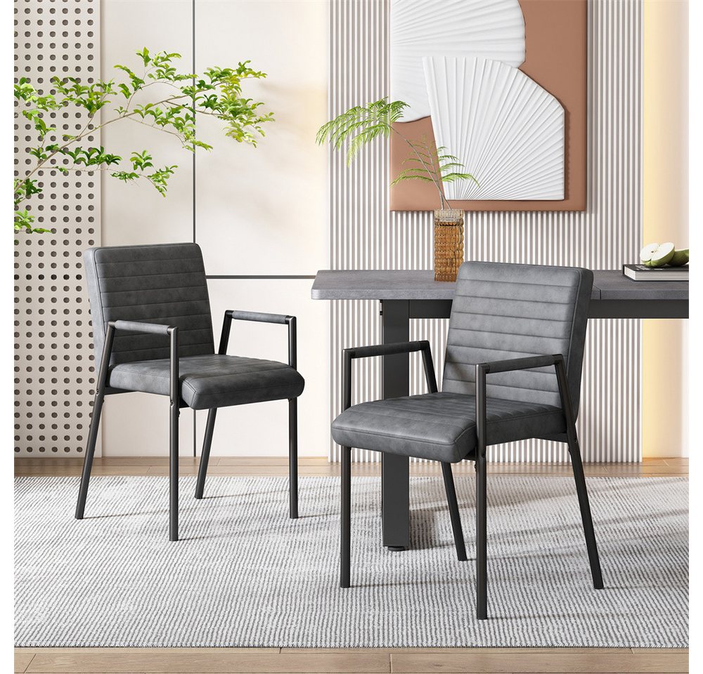 XDeer Stuhl 2er Set Vertikal gestreifter Esszimmerstuhl, gepolsterter Stuhl, Metallbeinen,moderner Lounge-Stuhl Schlafzimmer-Wohnzimmerstuhl von XDeer