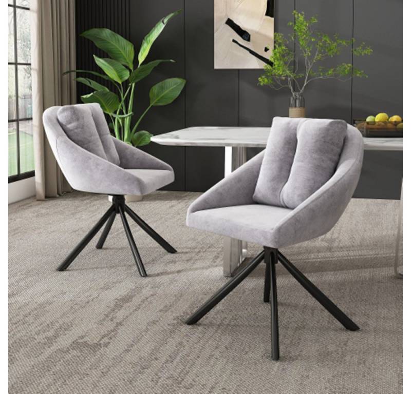 XDeer Stuhl Stuhl,Esszimmerstuhl, atmungsaktiver Samtstoff, ergonomisches, ergonomisches Design, eleganter grauer Drehstuhl von XDeer