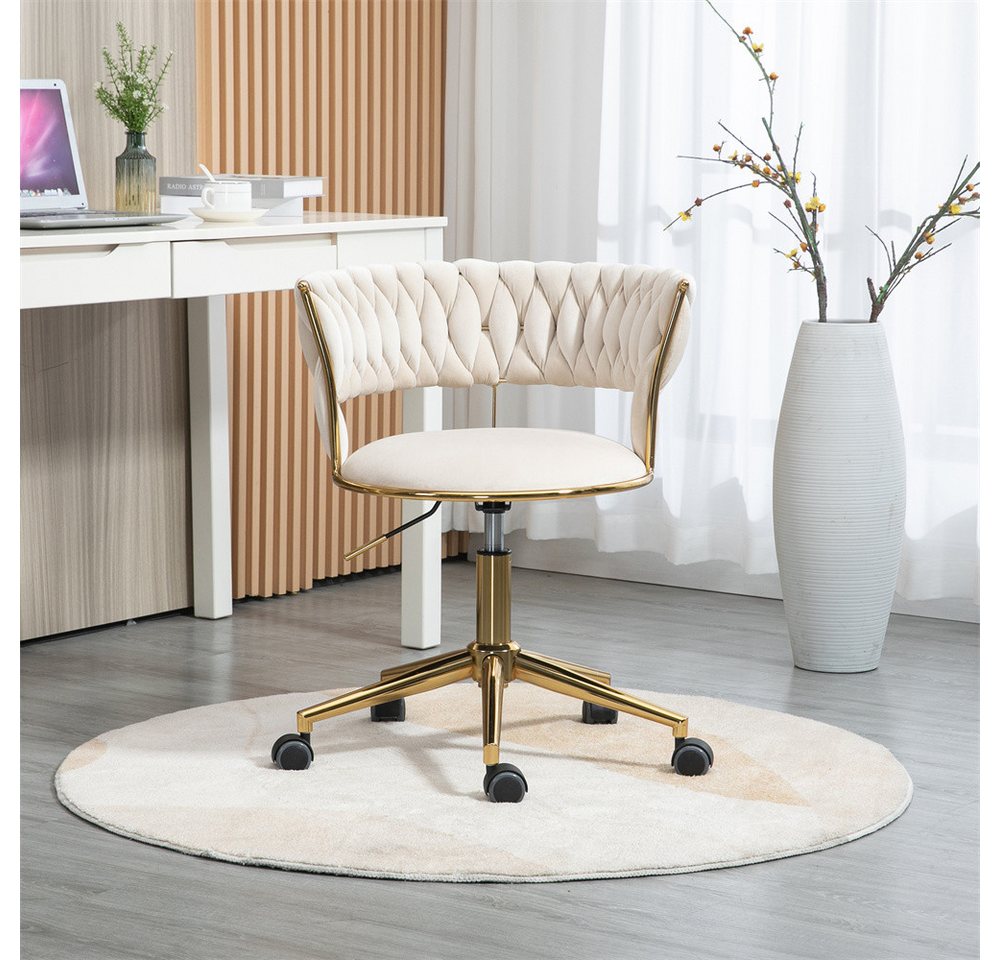 XDeer Stuhl Weicher Samt Bürostuhl, drehbar 360°, verstellbare einem, ausgehöhltes Rückendesign, handgewebte Rückenlehne von XDeer