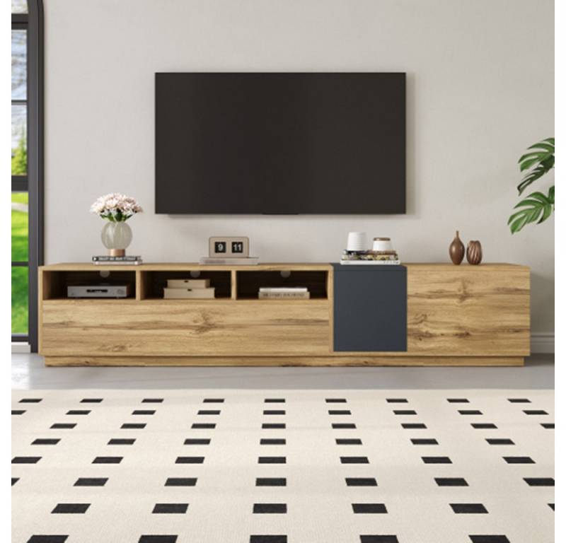 XDeer TV-Schrank TV-Schrank, TV-Ständer in Kontrastfarben,TV-Boards Design Design mit offenen Fächern und Kabelöffnungen 200 cm von XDeer