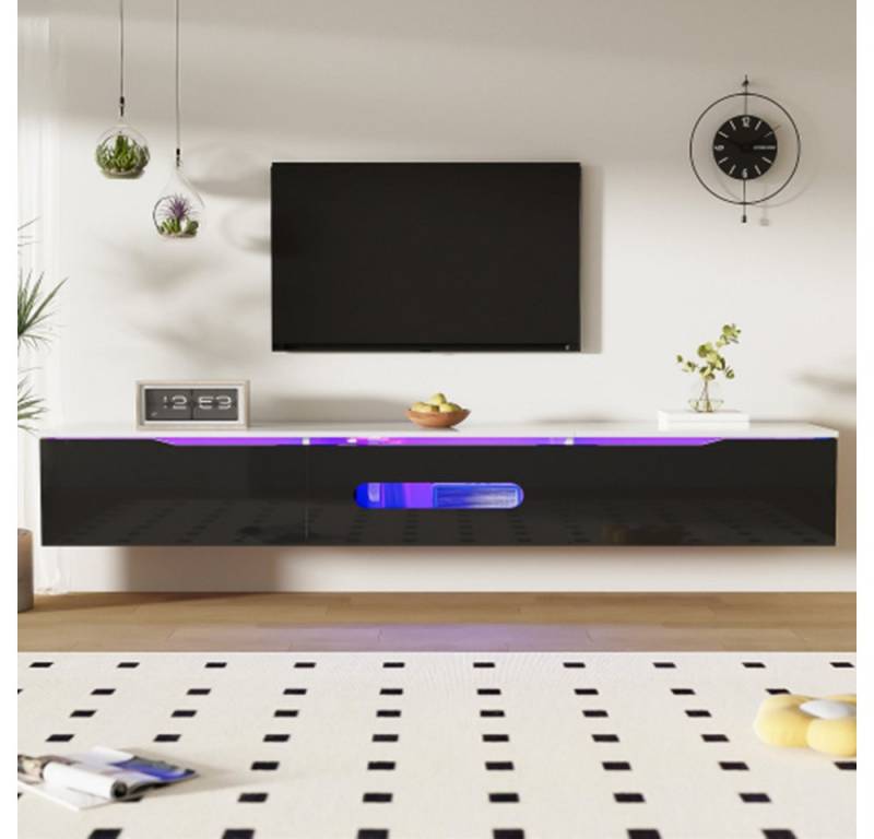 XDeer TV-Schrank TV-Schrank,TV-Ständer Hochglanzoberfläche, TV-Boards mit 16-farbiger LED-Beleuchtung, wandmontierbar 180 cm von XDeer