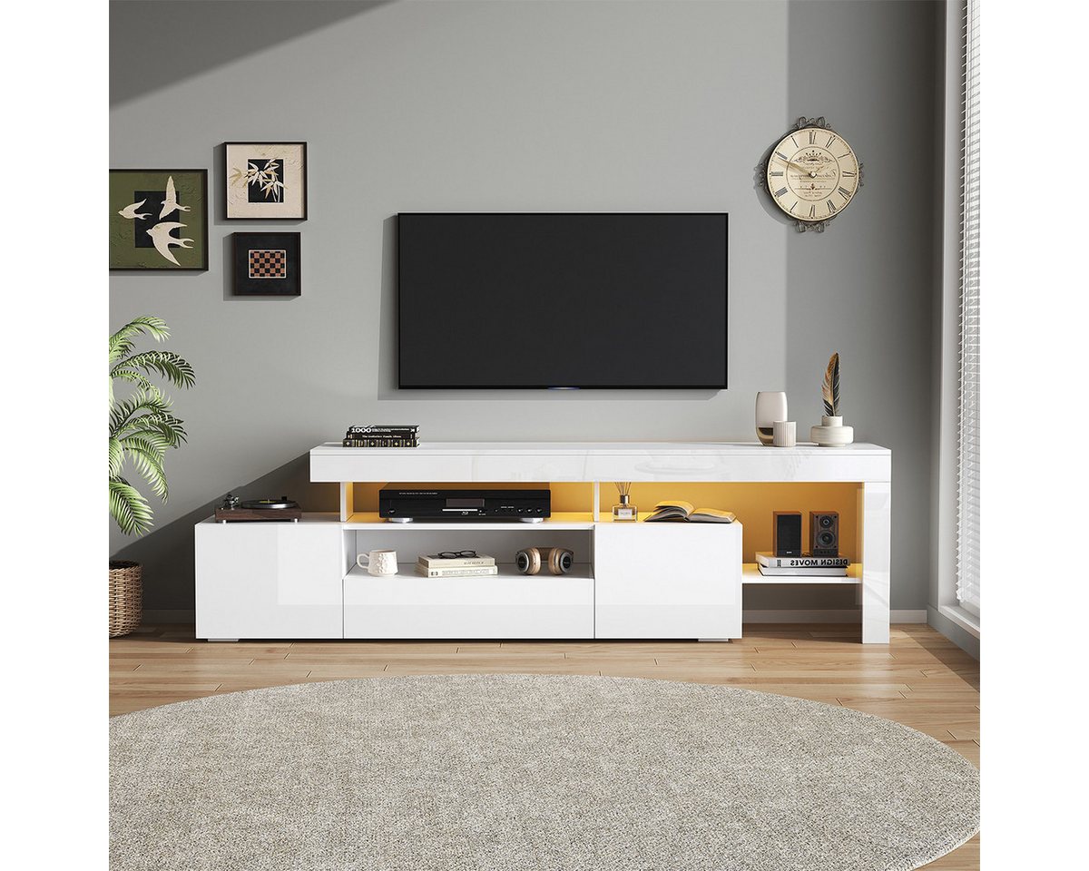 XDeer TV-Schrank TV-Schrank mit LED und 3 Schränke TV-Tisch TV-Ständer für Fernseher um 85 Zoll 192*37*53cm Weiß XDeer TV-Schrank TV-Schrank mit LED und 3 Schränke TV-Tisch TV-Ständer für Fernseher um 85 Zoll 192*37*53cm Weiß von XDeer