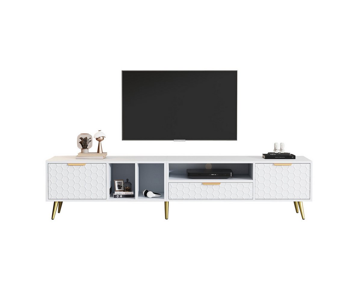 XDeer TV-Schrank TV-Schrank mit mattem Wabenmuster TV-Tisch TV-Ständer TV-Schranktisch Fernseher bis zu 80 Zoll für Wohnzimmer von XDeer