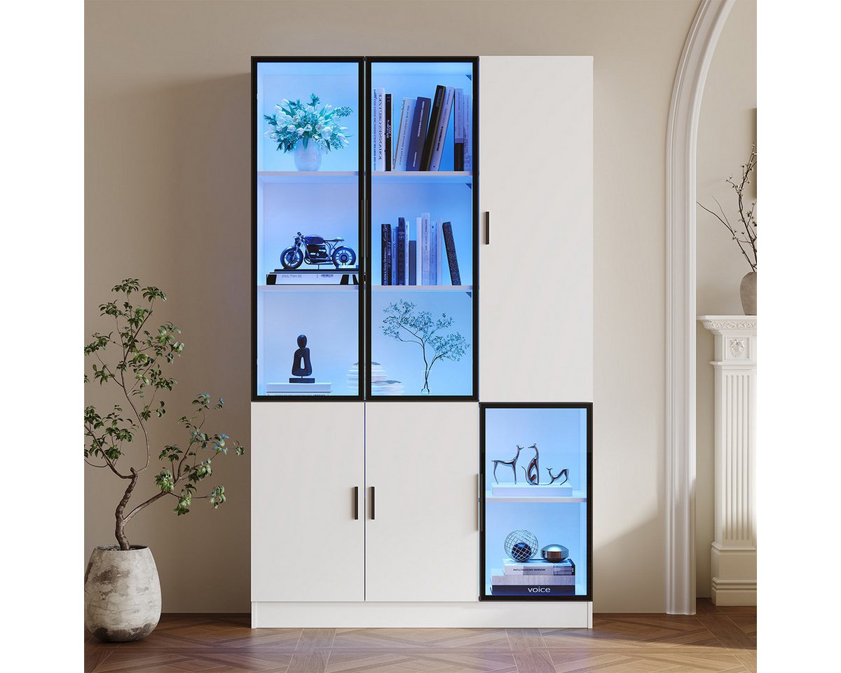 XDeer Vitrine Vitrine mit LED Lichtern Glasschrank Vitrinenschrank MultiStorage Bücherregal 120*35*200cm XDeer Vitrine Vitrine mit LED Lichtern Glasschrank Vitrinenschrank MultiStorage Bücherregal 120*35*200cm von XDeer