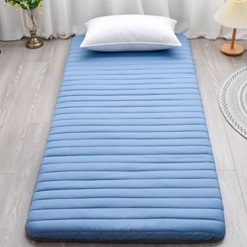 XDone Bodenmatratze, Einzelbett, verdickt, 5 cm, weiche Futon-Matratze, japanische Tatami-Matte, tragbare aufrollbare Matratze, faltbare Schlafunterlage für Zuhause, Camping, Couch (Blau, 90 x 200 cm) von XDone