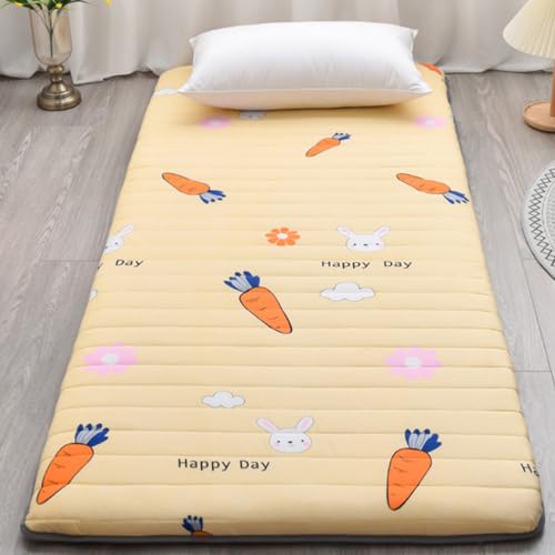 XDone Bodenmatratze, Einzelbett, verdickt, 5 cm, weiche Futon-Matratze, japanische Tatami-Matte, tragbare aufrollbare Matratze, faltbare Schlafunterlage für Zuhause, Camping, Couch (Gelb, 80 x 190 cm) von XDone