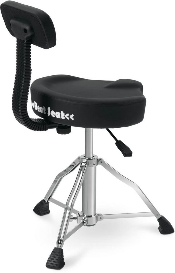 XDrum Sitzhocker BeatSeat Drumhocker Sattel - Stabil und bequem über Stunden (inkl. Lehne), Höhenverstellbar von 45 - 60 cm, Bequeme Sitzfläche in Sattelform von XDrum