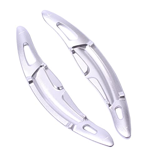 XEBRAD 2-teiliges Auto-Lenkrad-Schaltwippen-Verlängerungsset, for Porsche, for PANAMERA, for MACAN, for CAYENNE, 911 Boxster Cayman 718 Spyder 918 Aluminium Lenkrad-Schaltwippen(Silver) von XEBRAD