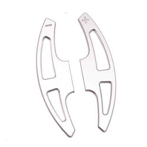 XEBRAD 2-teiliges Lenkrad-Schaltwippen-Ersatzverlängerung for sportliche Schalthebel, for, E90 E92 E93 M3 M6 2009-2013, Aluminium Lenkrad-Schaltwippen(Silver) von XEBRAD