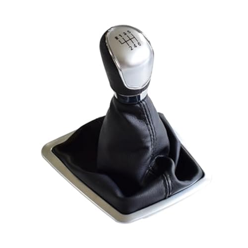 XEDLAMP 5/6-Gang-Auto-Schaltknauf-Hebelmanschettenabdeckung, for Ford, for Focus, 2 MK2 FL C-MAX 2006–2011 MK3 MK4 MK7 Galaxy-Handbuch mit Gamasche Schaltsack(BLACK Silver-6 Speed) von XEDLAMP