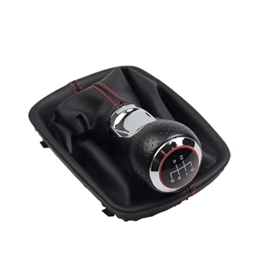 XEDLAMP 5/6-Gang-Auto-Schaltknauf-Kofferraumabdeckung, for A4 B6 8E 2000–2004, A6 C5 4B 1997–2005, schwarze rote Linie, Hebelmanschette Schaltsack(BLACK R-5 Speed) von XEDLAMP