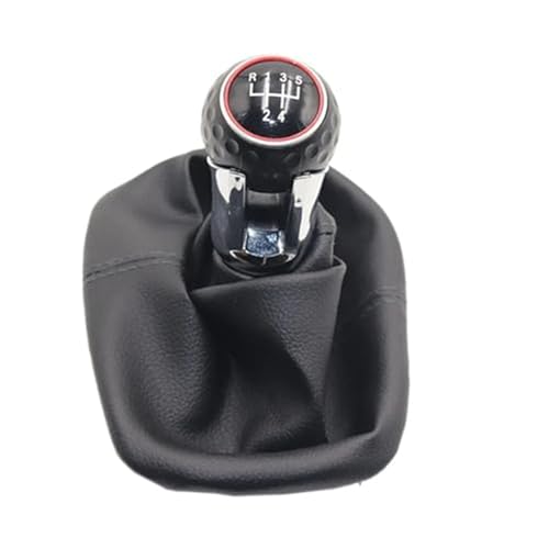 XEDLAMP 5 6 Gang Schaltknauf Hebel Schaltmanschette PU-Leder, for Seat, Leon Toledo 1999-2001 Schaltsack(BLACK R12345 speed type 3) von XEDLAMP