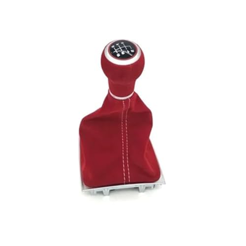 XEDLAMP Manuelle 5-/6-Gang-Schaltknaufabdeckung, for VW, Golf, 5 6 MK5 MK6 R32 GTI 04–09 mit Gamaschenmanschette, rotes Wildleder, Auto-Styling Schaltsack(BLACK 6Speed-Red) von XEDLAMP