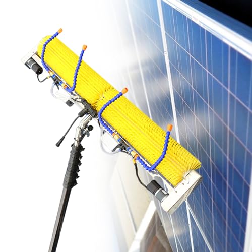 Roll-ReinigungsgeräT FüR Solarmodule, Elektrische Photovoltaik-Solarmodul-Reinigungsmaschine, Mit Teleskopstange, Wassergespeistes Stab-Set,5m von XEEAOFE