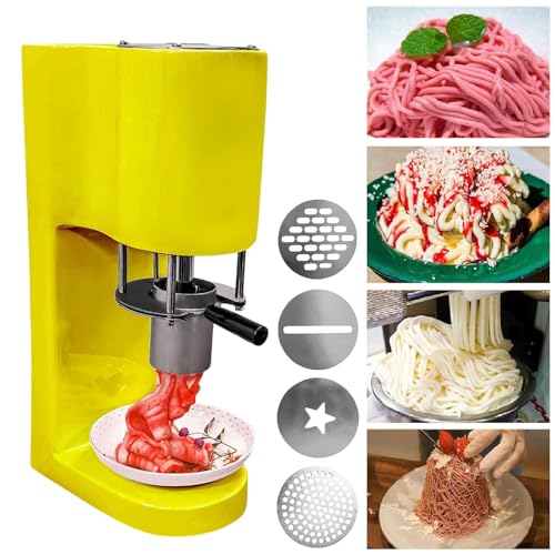Spaghetti-Eis-Pressmaschine - 4 Wechselbare Formen, Platzsparendes Design, One-Touch-Start, Einfache Reinigung, Soft-Serve-Dessertmaschine für Geschäfte, Catering,Yellow Spaghetti-Eis-Pressmaschine - 4 Wechselbare Formen, Platzsparendes Design, One-Touch-Start, Einfache Reinigung, Soft-Serve-Dessertmaschine für Geschäfte, Catering,Yellow von XEEAOFE