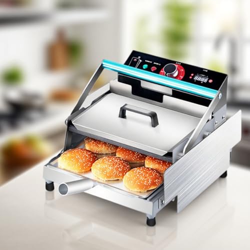XEEAOFE Doppelschicht Back-Hamburger-Toaster - 12/24Stk | Edelstahl | Antihaft | Temperaturkontrolle 50-300°C (122-572°F) | Timer 0-3min, Hamburger-Brötchen-Toasterofen Small von XEEAOFE