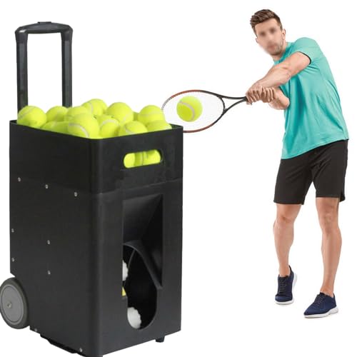 XEEAOFE Tennisballmaschine, Automatische Ballwerfer-Tennis-ÜBungsausrüStung, Einstellbarer Abwurfwinkel, Geschwindigkeit, Rotationsfrequenz, 2 Bis 4 Stunden Laufzeit, 50 GroßE KapazitäT von XEEAOFE