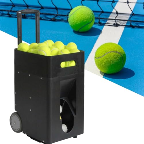 XEEAOFE Tragbare Tennisballmaschine, Tenniswurfmaschine Mit Fernbedienung Und App, Doppelmotor FüR Topspin Und Backspin, 5-Ah-Lithiumbatteriebetrieb, 50 BäLle, Max. 50 Km/H von XEEAOFE