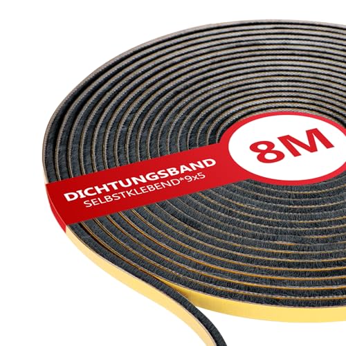 XEEINC 8m Bürstendichtung Selbstklebend, 9mm(B) x 5mm(D) Bürstendichtung für Rolladen Schiebetür, mit Idealer Klebkraft, Türbürstendichtung Insektenschutz für Fenster Tür - Schwarz von XEEINC