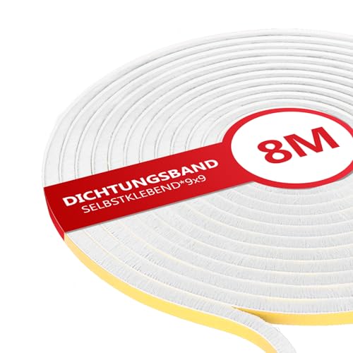 XEEINC 8m Bürstendichtung Selbstklebend, 9mm(B) x 9mm(D) Bürstendichtung für Rolladen Schiebetür, mit Idealer Klebkraft, Türbürstendichtung Insektenschutz für Fenster Tür - Weiß von XEEINC