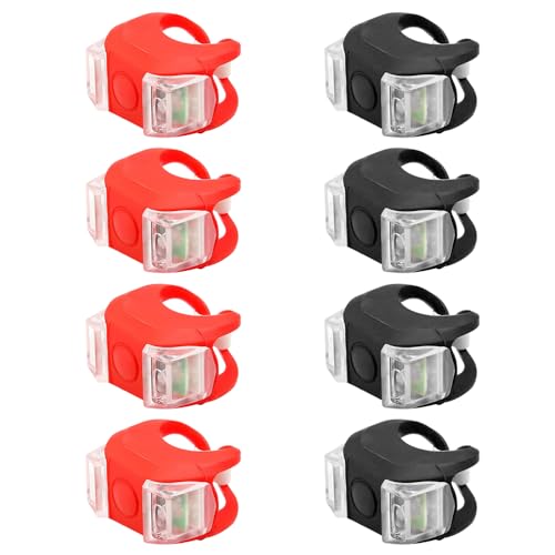 8 Stück Kinderwagenlicht Silikon, Wasserdichte LED Kinderwagen Licht, Kinder Scooter Licht, Buggylicht Silikon LED Warnlicht Roller Licht mit 3 Leuchtfunktionen für Kinderwagen und Outdoor von XEERUN