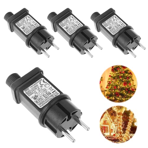 XEERUN 31V 6W Lichterkette Netzteil Adapter, 4 Stück LED Niederspannungs Transformator mit Timer + 8 Modi + Speicherfunktion, IP44 Stecker für Weihnachtslicht, Lichterkette von XEERUN