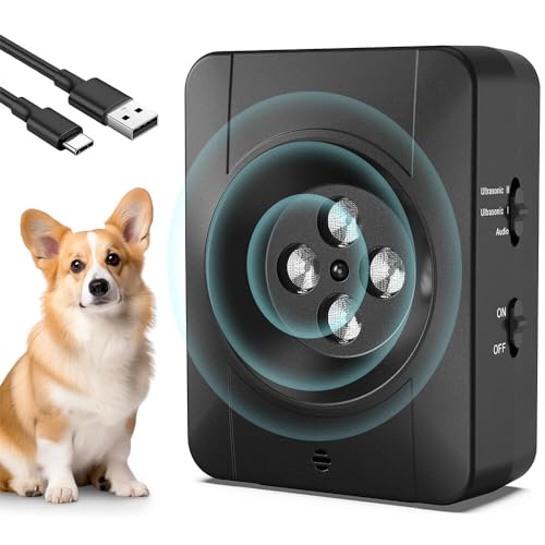XEERUN Antibell für Hunde,3 Frequenzstufen Ultraschall-Anti-Bellgerät,Auto-Anti Bell gerät Hunde,Hundebellen Abschreckung Außenbereich, mit 4 Ultraschallsendern für große mittlere kleine Hunde. von XEERUN