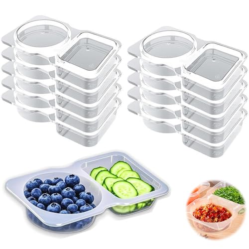 XEERUN Reusable Snack Pack Containers, 20 Stück Snack Container, Wiederverwendbare Snack-Behälter, Double Compartment Snack Containers für GewüRze Dipper Mahlzeiten Suppen Camping Snacks von XEERUN