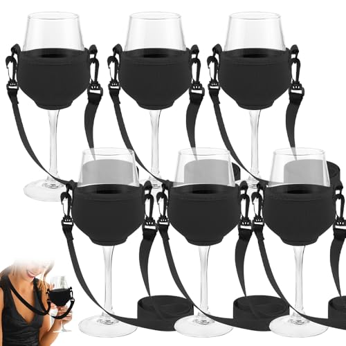 Weinglashalter Zum Umhängen, Tragbarer Weinglashalter, Festival Wine Glass Holder, Weinglas Halterung Zum Umhängen Für Picknick Pool Festivals Hochzeit Geburtstag Party (6) von XEERUN