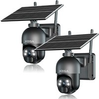 Xega 2K Überwachungskamera für den Außenbereich 3G/4G LTE drahtlos Sonnenenergie PTZ 355°/95°,PIR-Bewegungserkennung Nachtsicht Zwei-Wege-Audio von XEGA