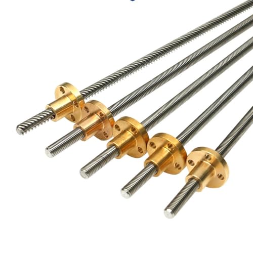 T6 Edelstahlschraube mit Kupfermutter, Steigung 2 mm, Steigung 12 mm, Länge 100 mm – 1000 mm, Trapezstange for 3D-Drucker, 1 Stück(800mm) von XEIJAYI