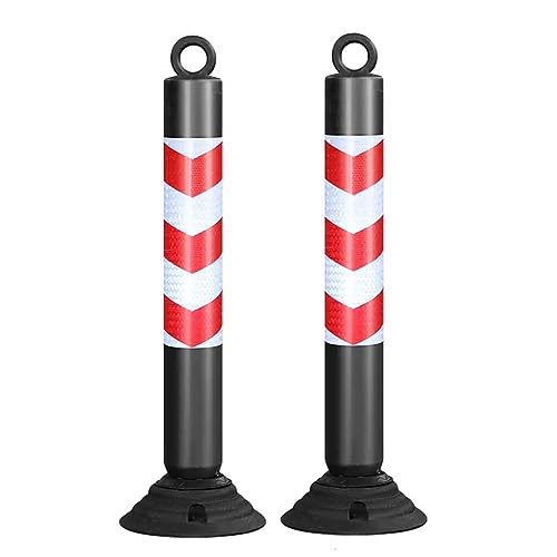 80 cm hohe reflektierende Kegel – flexible Verkehrsbarriere for Parken und zur Kontrolle von Menschenmengen(Black+red,2 pack) von XEINNILL