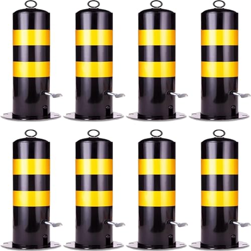 Einfahrtsbarriere, Verkehrsabsperrpfosten – abnehmbarer und abschließbarer Eisenpoller mit reflektierendem Band zur Parkplatzkontrolle(H55cm 8pc) von XEINNILL