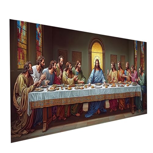 5D Diamond Painting Erwachsene Das letzte Abendmahl Runden Volldiamant Malen Nach Zahlen Jesus, Diamant Strasssteine DIY Set mit Diamond Painting Zubehör, Bastelset Erwachsene 80x40cm Model-07411 von XELIETOO