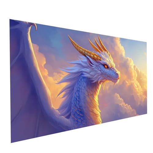 5D Diamond Painting Erwachsene Drachen Square Volldiamant Malen Nach Zahlen Weiß, Diamant Strasssteine DIY Set mit Diamond Painting Zubehör, Bastelset Erwachsene für Zimmer Deko 80x40cm Model-09315 5D Diamond Painting Erwachsene Drachen Square Volldiamant Malen Nach Zahlen Weiß, Diamant Strasssteine DIY Set mit Diamond Painting Zubehör, Bastelset Erwachsene für Zimmer Deko 80x40cm Model-09315 von XELIETOO