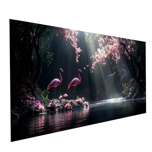 5D Diamond Painting Erwachsene Flamingo Runden Volldiamant Malen Nach Zahlen Landschaft, Diamant Strasssteine DIY Set mit Diamond Painting Zubehör, Bastelset Erwachsene Room Decor 100x50cm Model-08244 von XELIETOO
