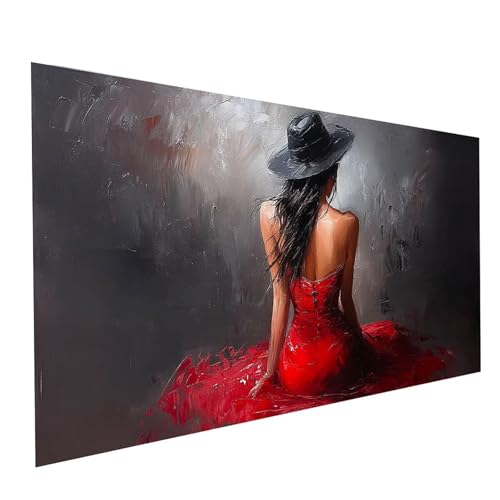 5D Diamond Painting Erwachsene Frau Runden Volldiamant Malen Nach Zahlen Schwarz, Diamant Strasssteine DIY Set mit Diamond Painting Zubehör, Bastelset Erwachsene für Zimmer Deko 80 x 40 cm Model-08435 von XELIETOO