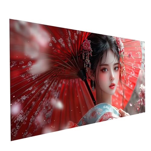 5D Diamond Painting Erwachsene Geisha Square Volldiamant Malen Nach Zahlen Frau, Diamant Strasssteine DIY Set mit Diamond Painting Zubehör, Bastelset Erwachsene für Zimmer Deko 60 x 30cm Model-07458 von XELIETOO